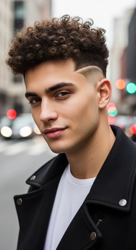 High Burst Fade Curly Hair.