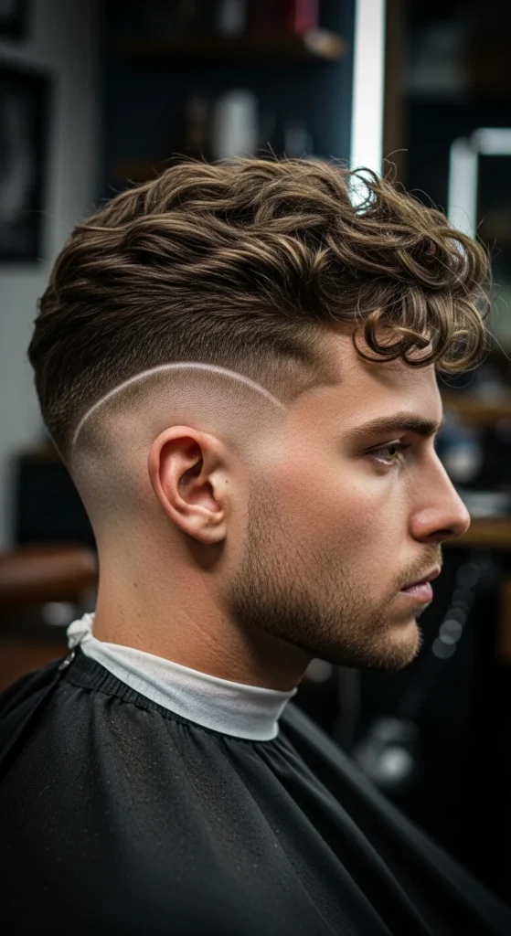 High Drop Fade with Curls.