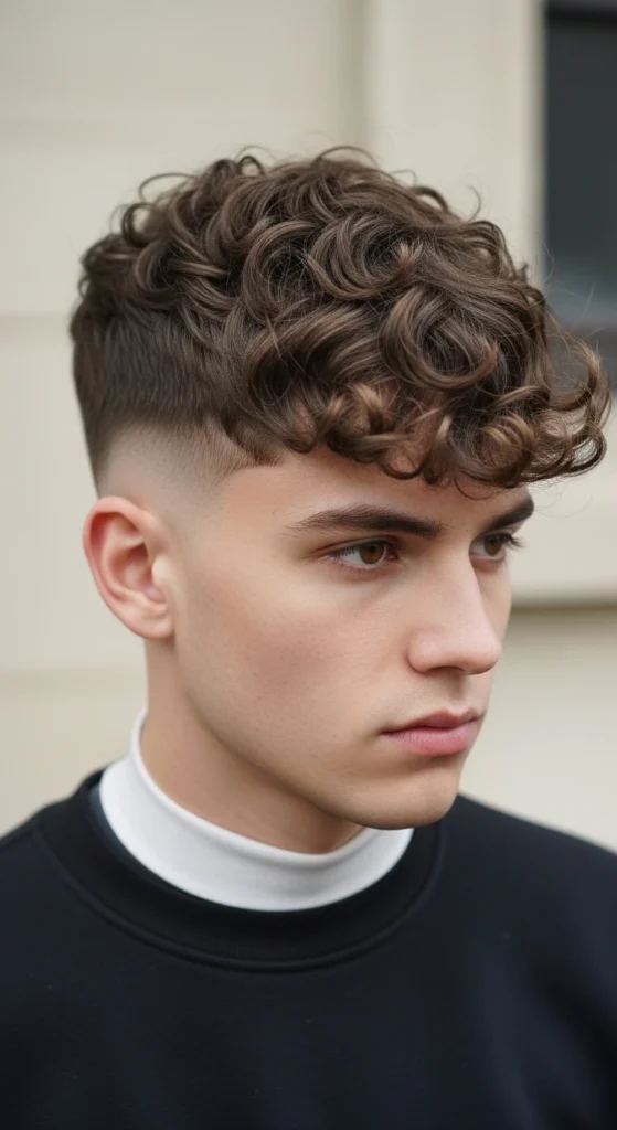 High Fade Curly Fringe