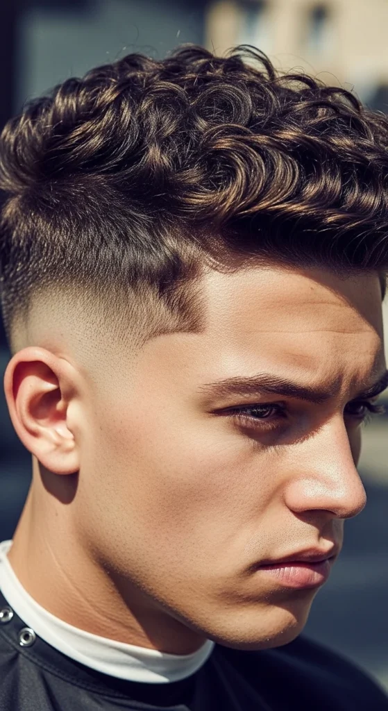 High Taper Fade Curly Hair