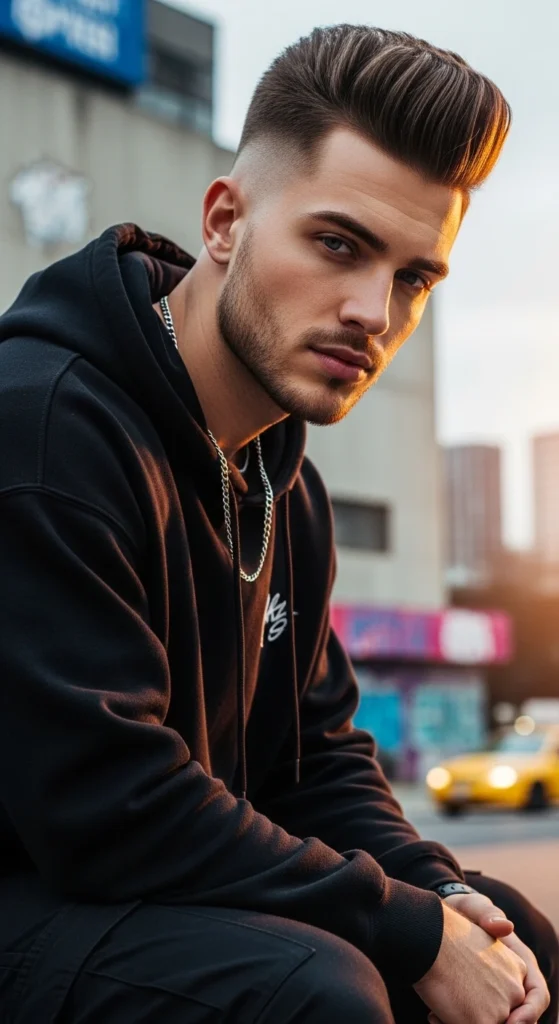 High and Tight with Shaved Sides and Long Top