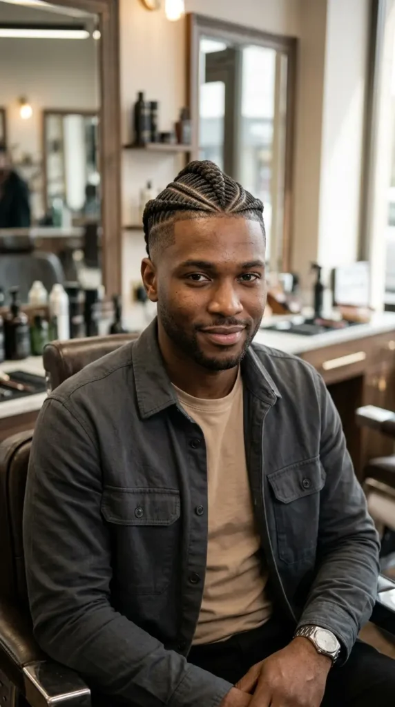 Faux Hawk with Cornrows and Fade