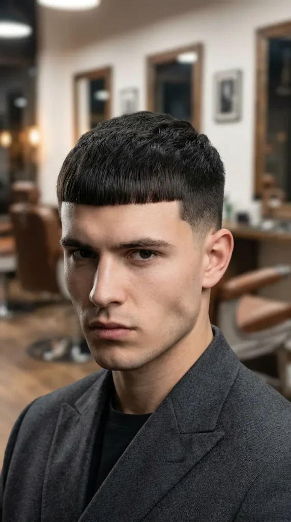 Sharp Caesar with Blunt Fringe
