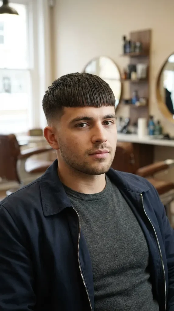 Textured Fringe Mid Taper Straight Hair