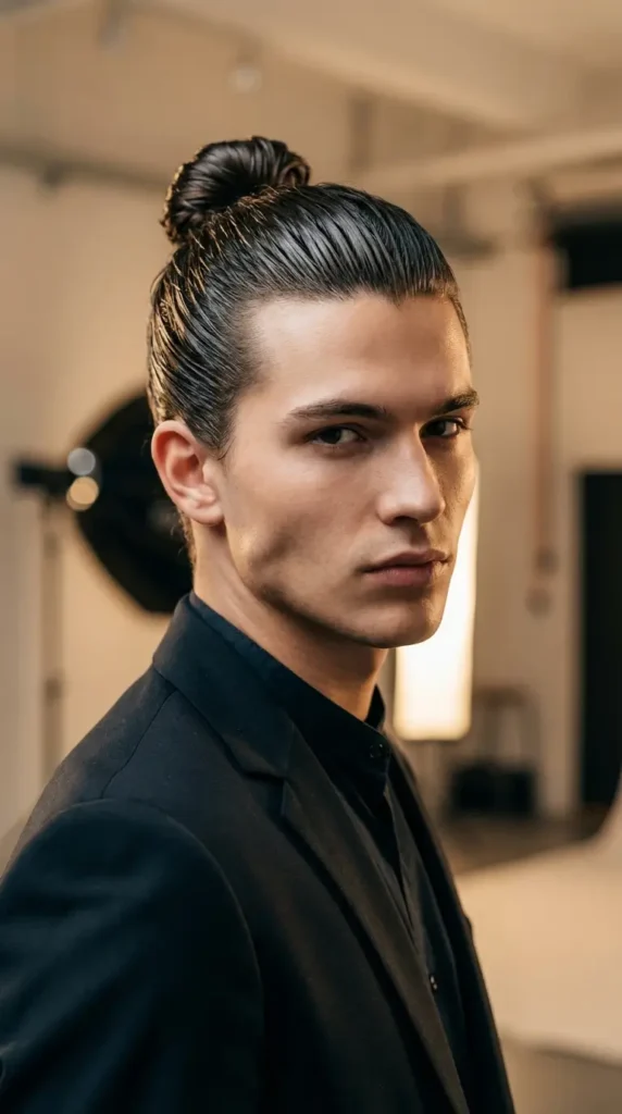 Sculptural Wet-Look Bun