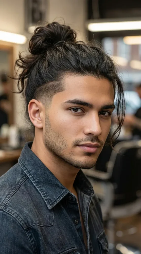 Man Bun with Temple Fade