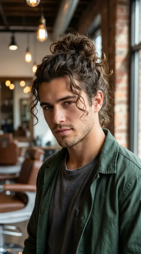Wavy Hair Man Bun