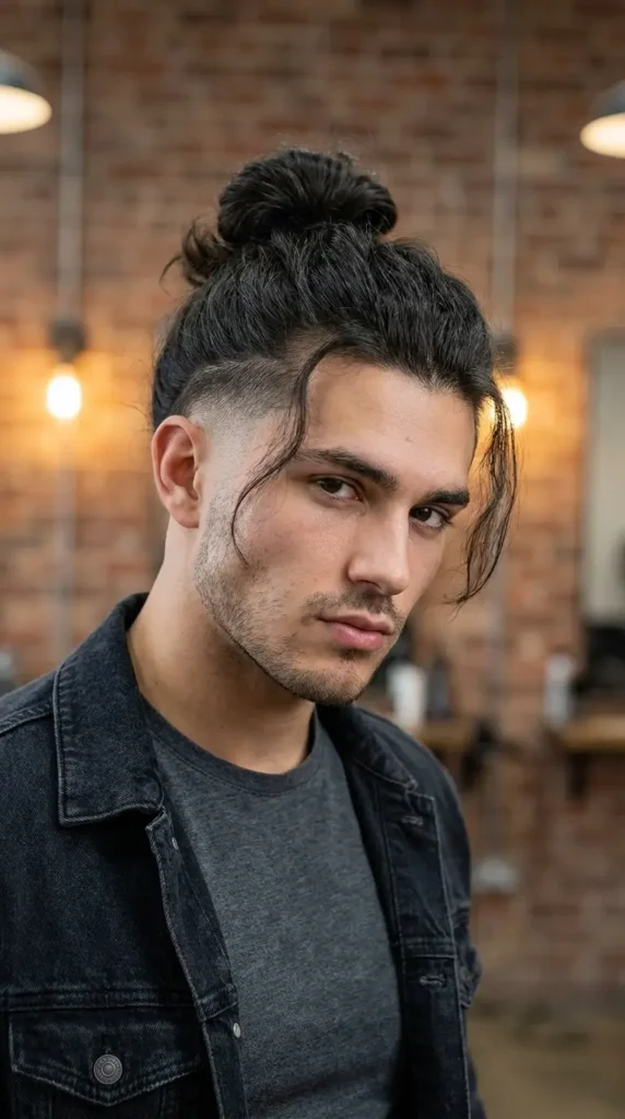 Man Bun with Burst Fade