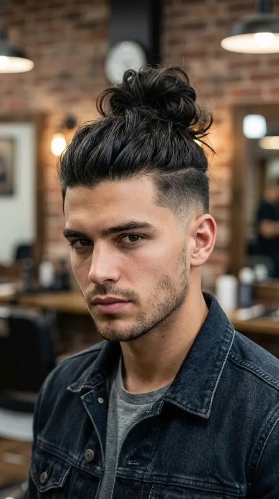 Man Bun with High Fade