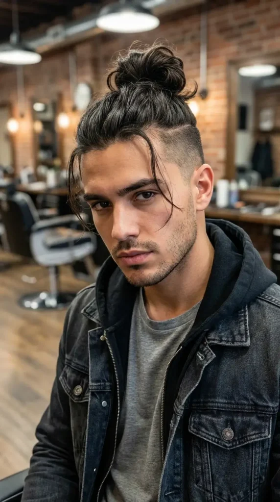 Man Bun with Shaved Sides