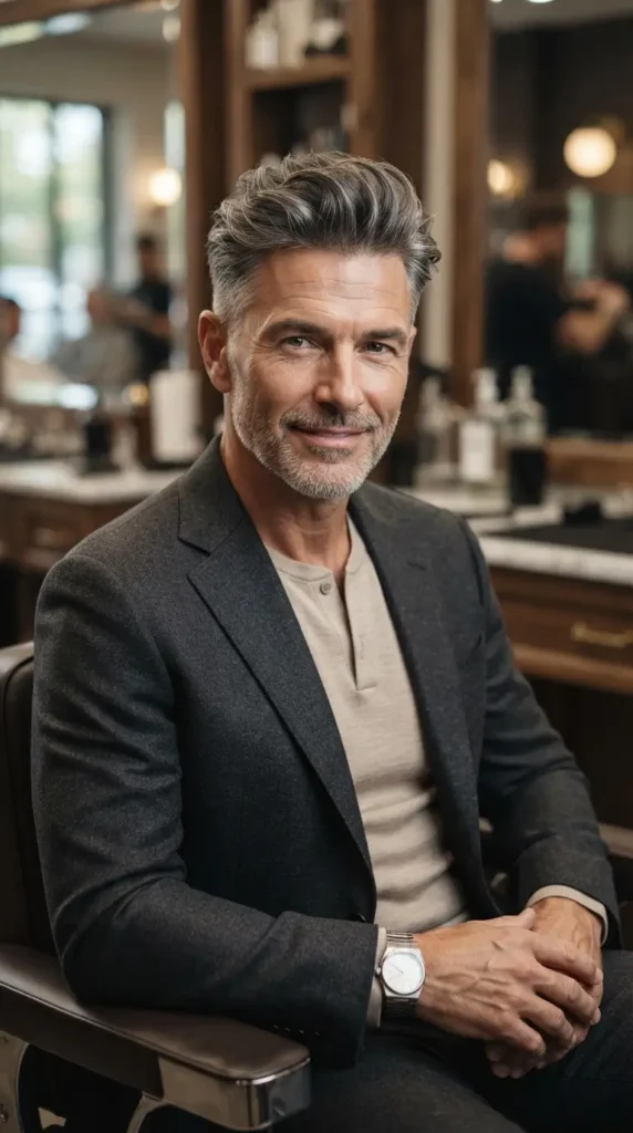 Salt-and-Pepper Textured Quiff (Mature Men)