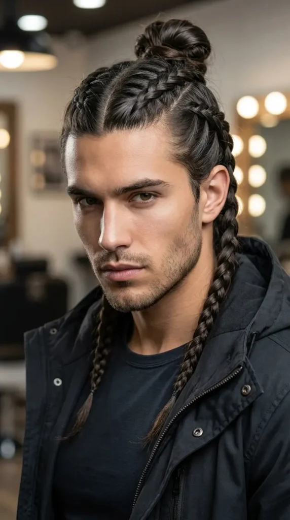 Double Side Braid Man Bun