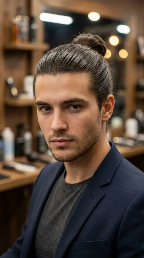 Straight Hair Man Bun