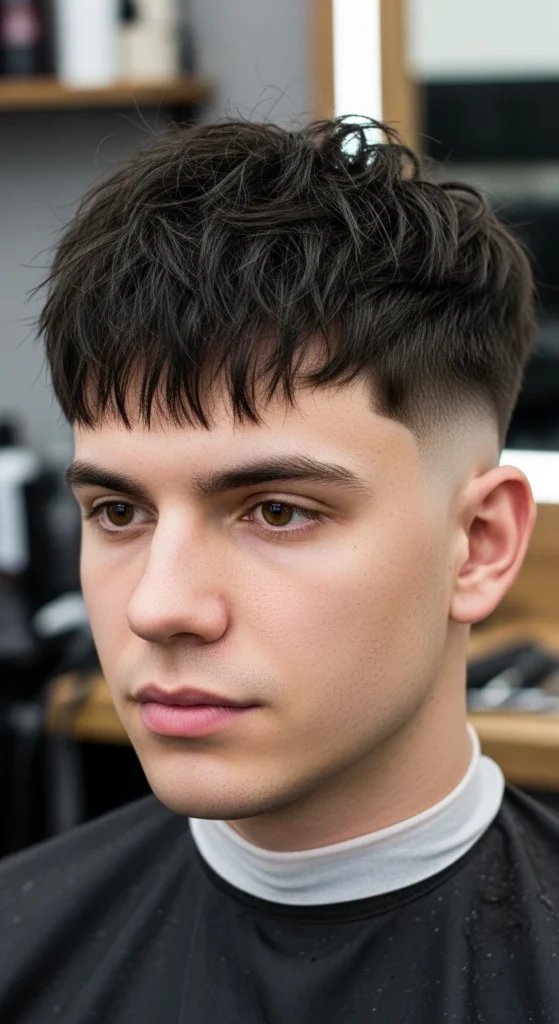 Messy Fringe with Low Taper Fade