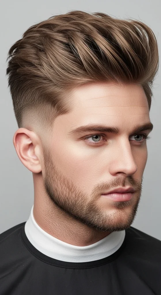 Textured Quiff with Mid Fade