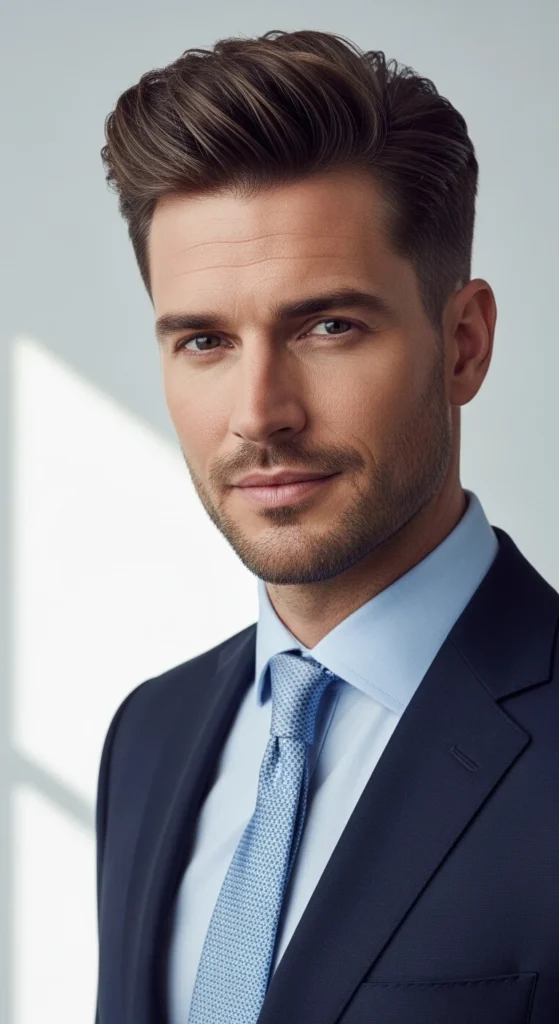 Textured Quiff with Taper Fade (Office-Safe)