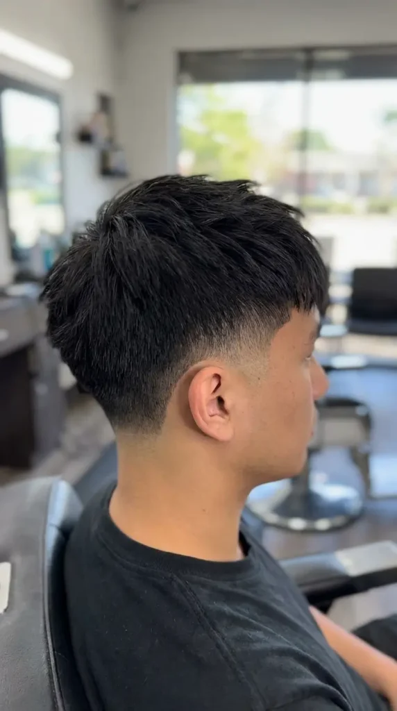 Textured Burst Fade Straight Hair