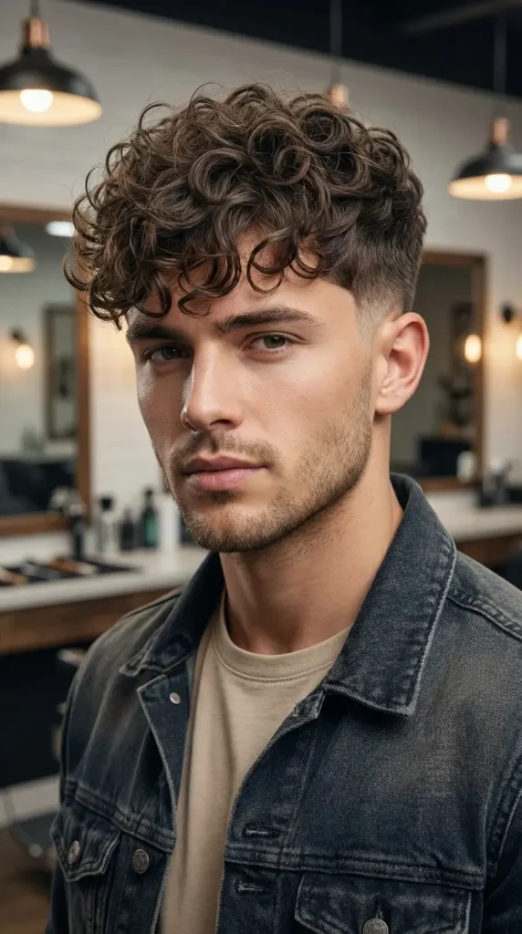 Burst Fade Curly Fringe