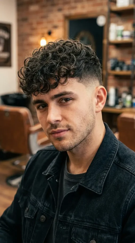Curly Fringe with Skin Fade