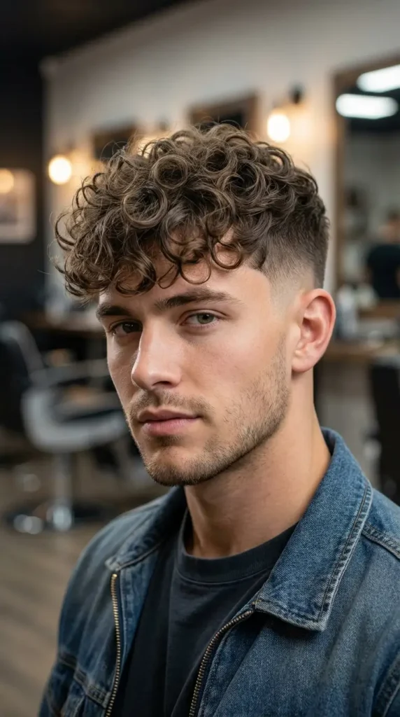 Curly Textured Fringe Low Fade