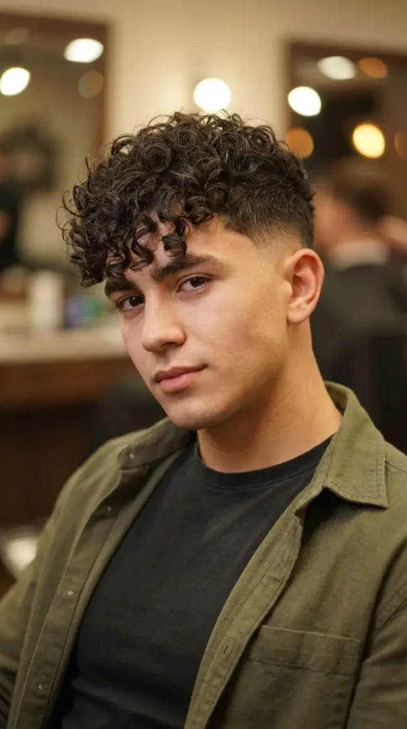 Curly Textured Fringe Low Taper