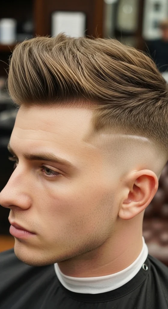 extured Quiff with Skin Fade High Bald Fade