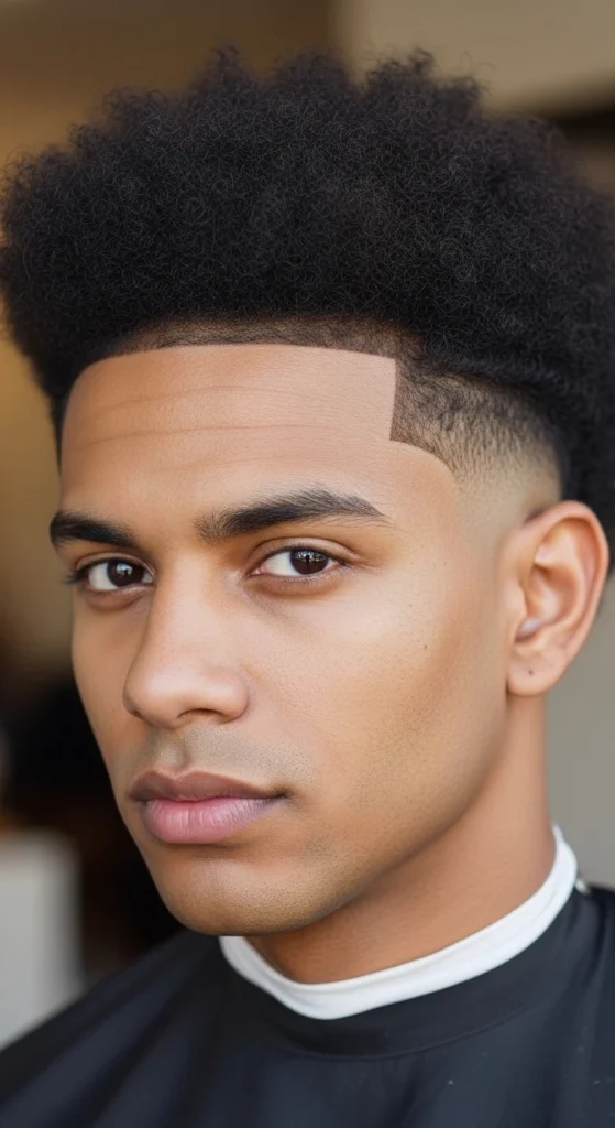 Afro Blowout with Drop Fade