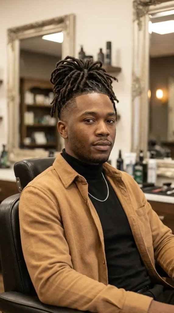 Low Taper Fade with Faux Locs