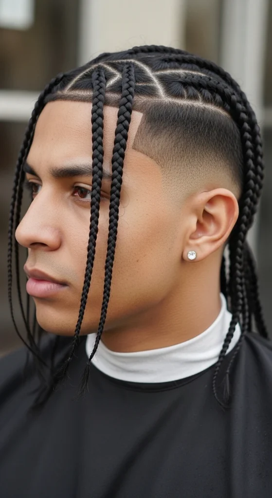 Box Braids with Drop Fade