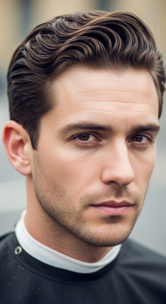 Brushed Back Wavy Hair