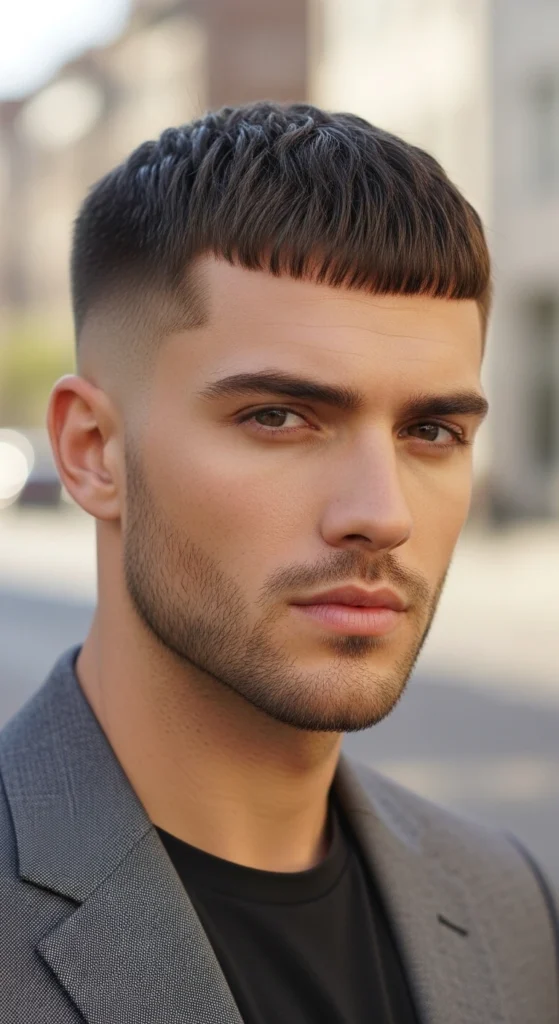 Caesar Cut with Drop Fade