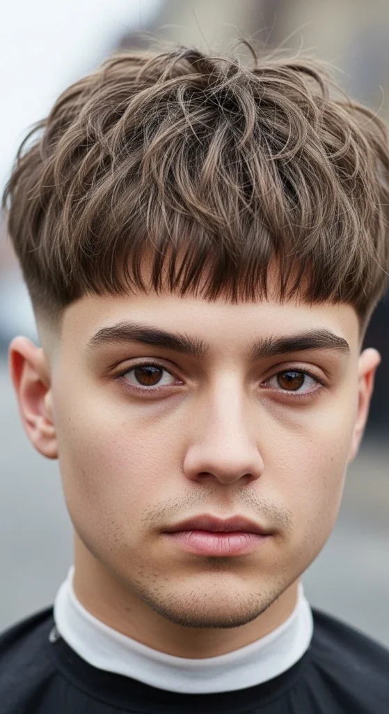 Choppy Fringe with Mid Drop Fade