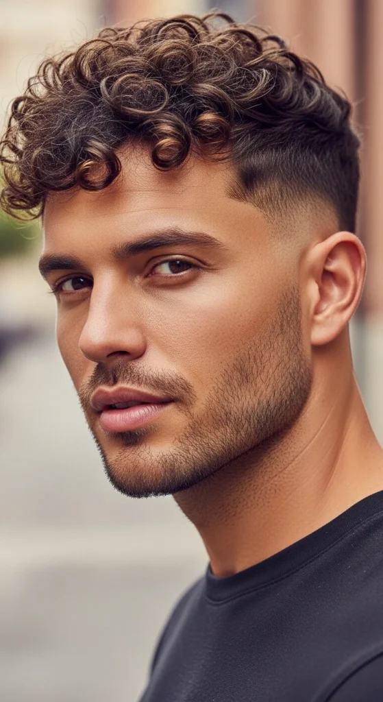 Drop Fade with Curly Top