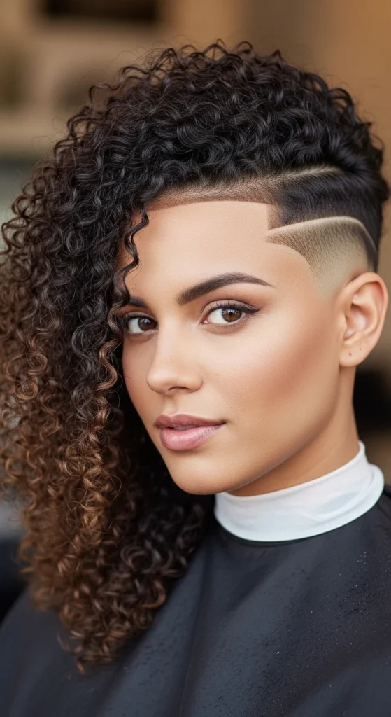 Drop Fade with Tight Curls.