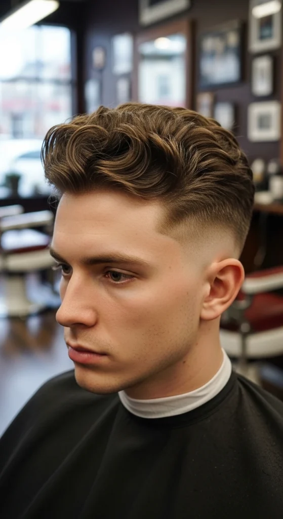 High Taper Fade Long Curly Hair