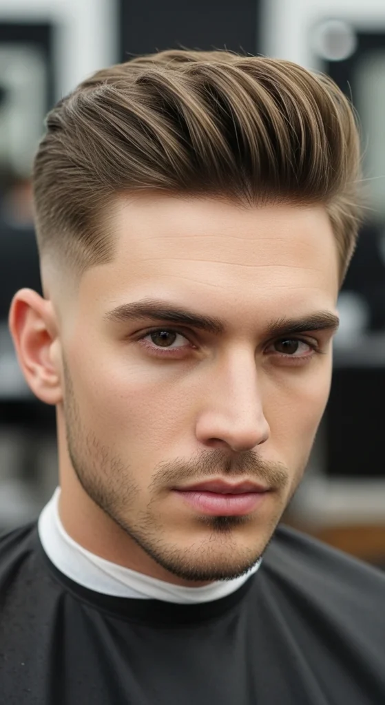 High Taper Fade Middle Part.