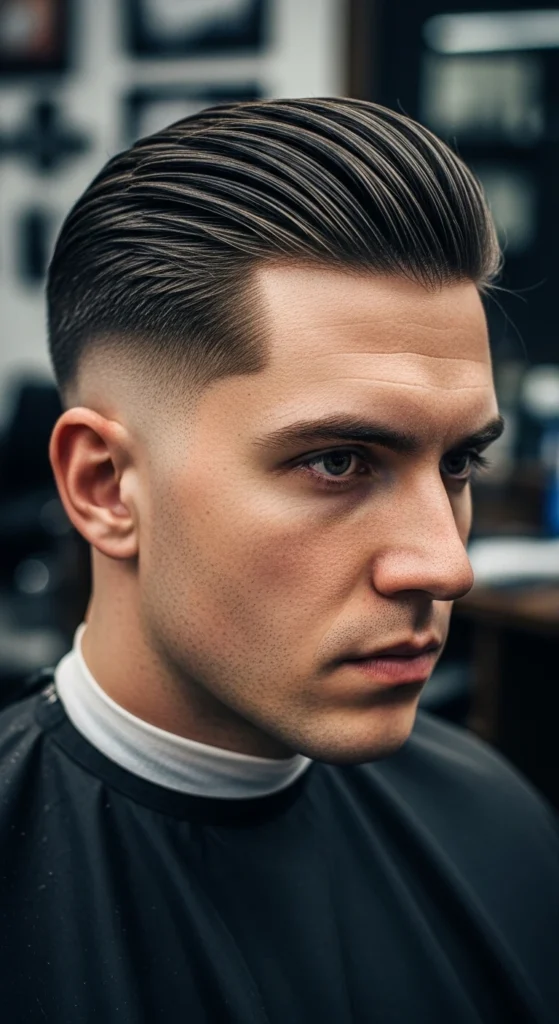 High Taper Fade Slick Back