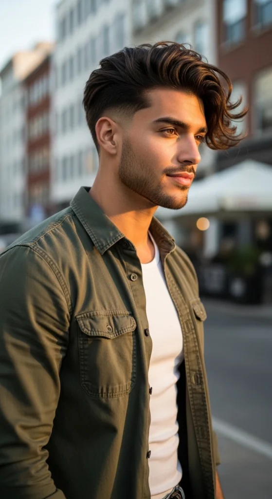 Long Hair with Low Taper Fade