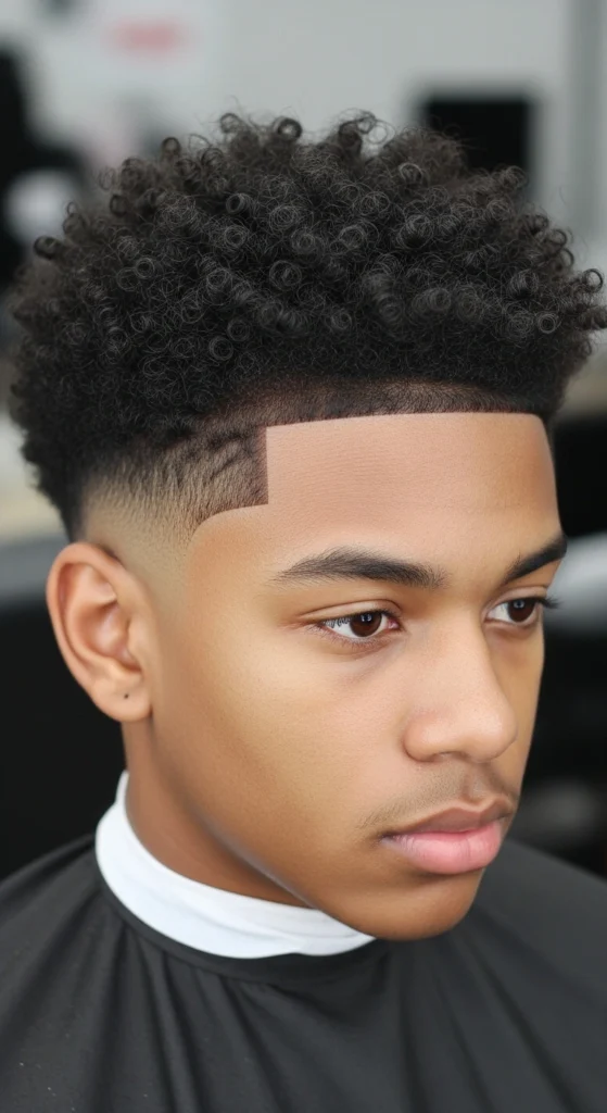 Low Taper Fade Curly Hair – Black Male
