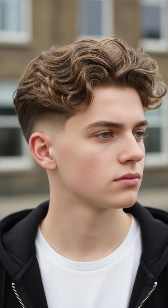 Low Taper Fade Curly Hair White Male
