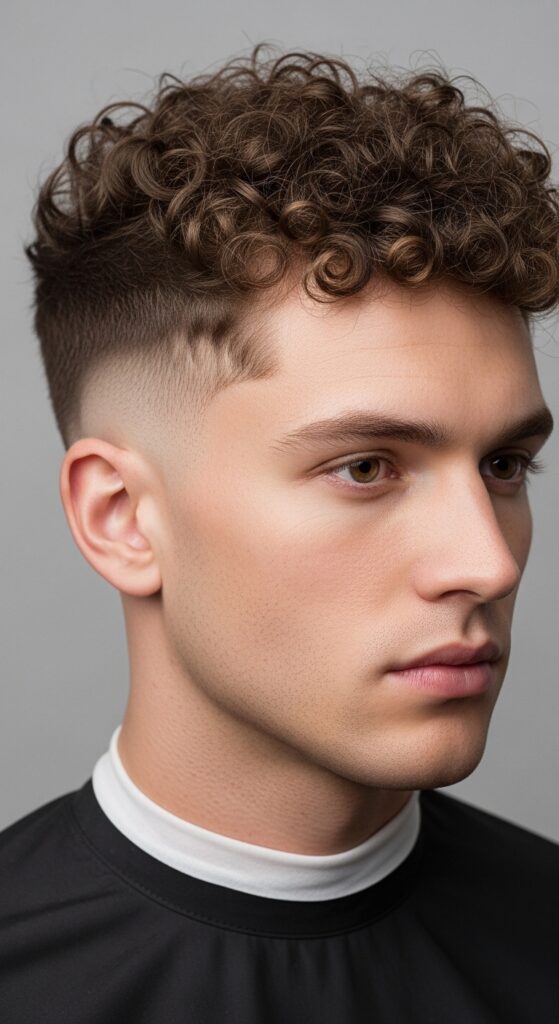 Low Taper Fade with Curly Texture