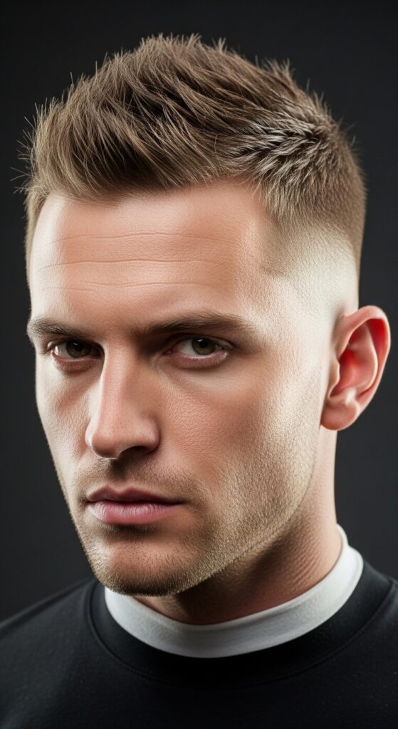 Low Taper Fade with Short Spikes