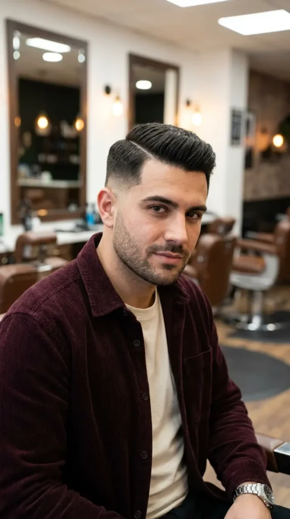 Low Taper Fade with Hard Part