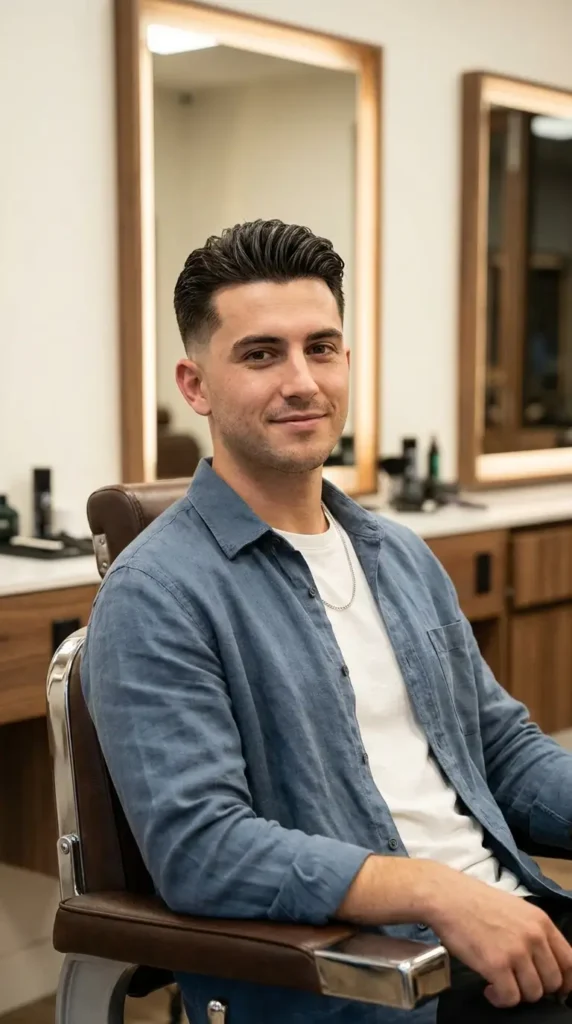 Low Taper Fade with Textured Comb Over