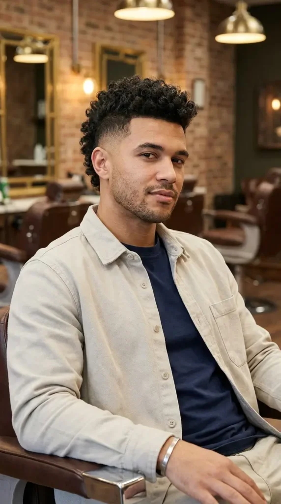 Low Taper Fade Curly Mohawk