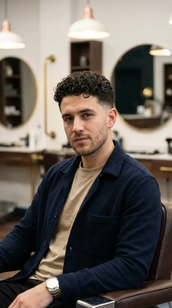 Low Taper Fade with Curly Undercut