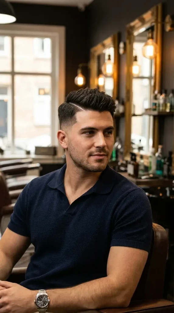 Low Taper Fade with Hard Part