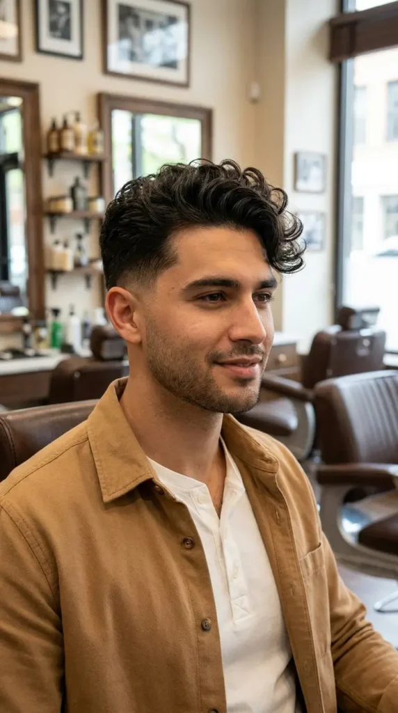 Low Taper Fade with Side Swept Bangs