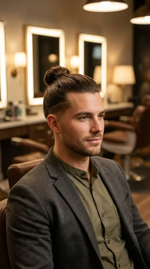 Low Taper Fade with Man Bun