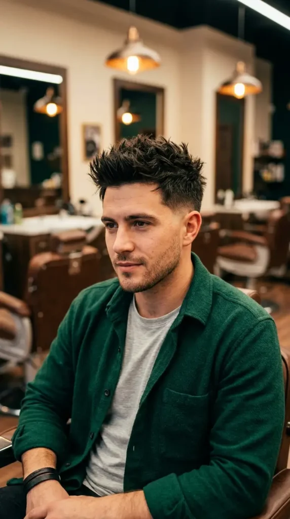 Low Taper Fade with Textured Spikes